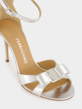 Ferragamo Silver Nappa Leather Vara Bow Sandals