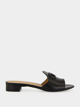 Ferragamo Black Gancini Leather Slide Sandals