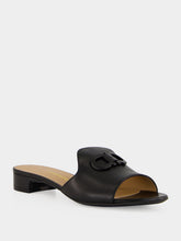 Ferragamo Black Gancini Leather Slide Sandals