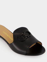 Ferragamo Black Gancini Leather Slide Sandals