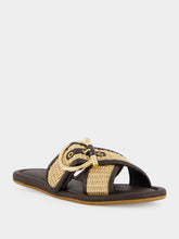Ferragamo Natural and Brown Double Strap Gancini Slide