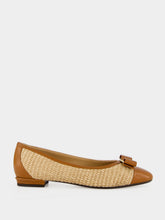Ferragamo Natural Raffia Vara Ballet Flats