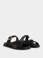 Ferragamo Black Gancini Buckle Crossover Slides