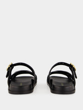 Ferragamo Black Gancini Buckle Crossover Slides