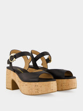 Ferragamo Black Cork Platform Sandals