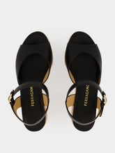 Ferragamo Black Cork Platform Sandals