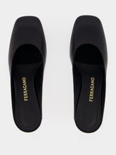 Ferragamo Black Kid Leather S-Heel Mule