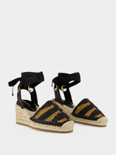 Ferragamo Black and Natural Raffia Espadrilles