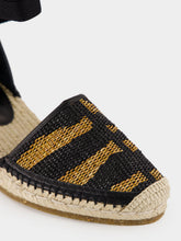Ferragamo Black and Natural Raffia Espadrilles