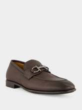 Ferragamo Brown Leather Loafers with Gancini Ornament