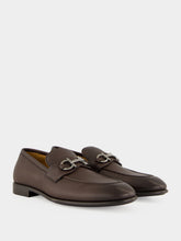 Ferragamo Brown Leather Loafers with Gancini Ornament