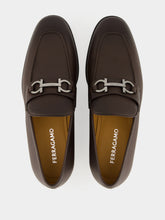 Ferragamo Brown Leather Loafers with Gancini Ornament