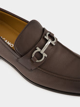 Ferragamo Brown Leather Loafers with Gancini Ornament