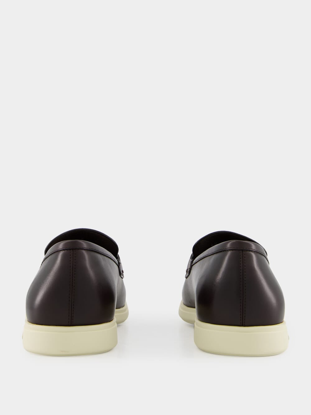 Dark Brown Calfskin Loafers with Gancini Ornament