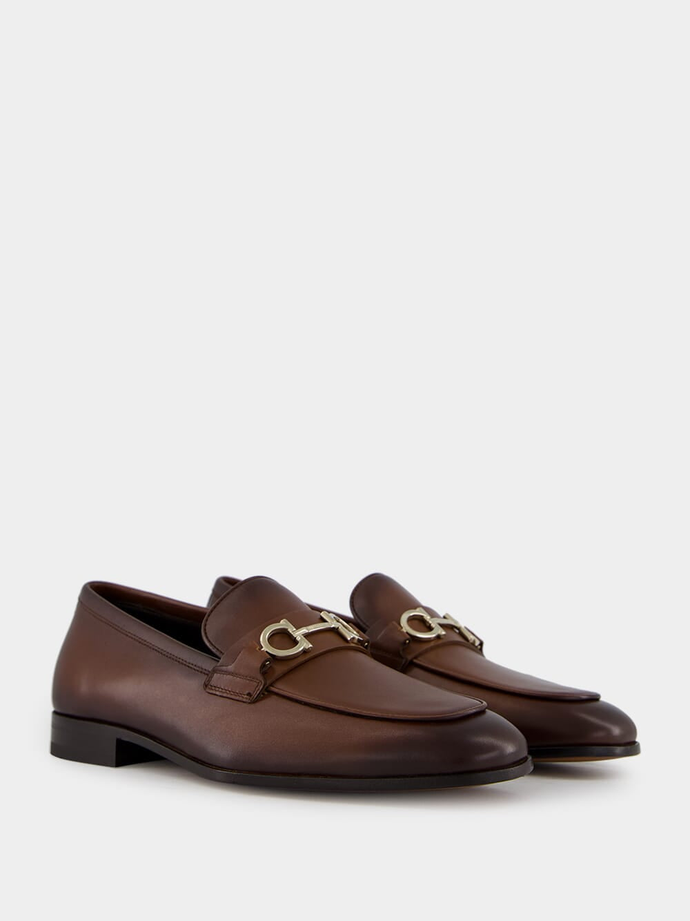 Brown Leather Gancio Bit Loafer