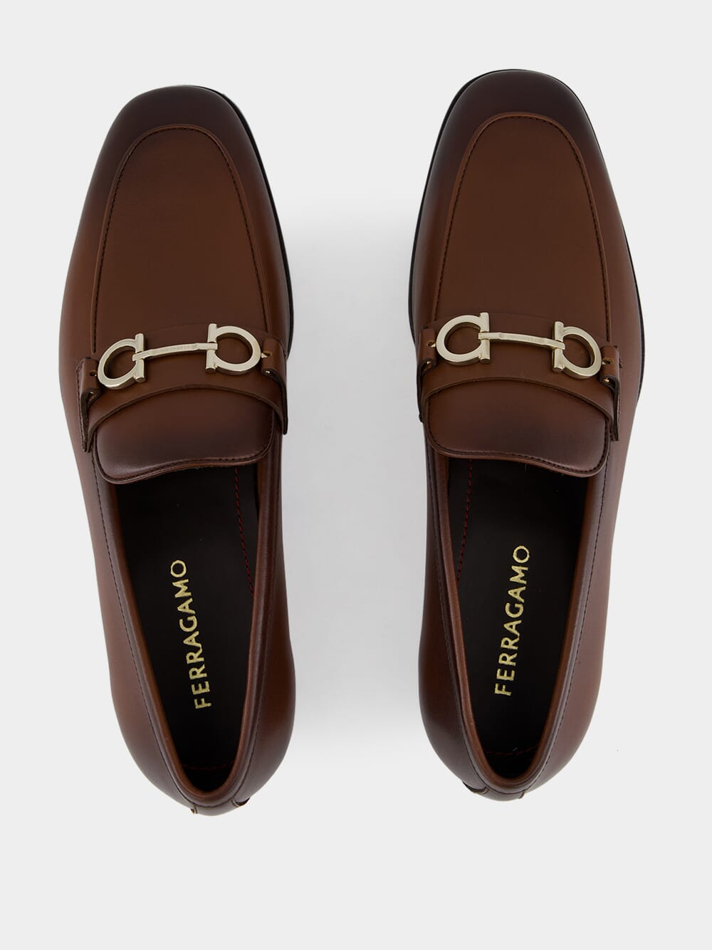 Brown Leather Gancio Bit Loafer