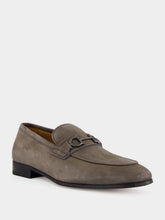 Ferragamo Daytona Grey Nubuck Loafers with Gancini Ornament