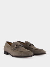 Ferragamo Daytona Grey Nubuck Loafers with Gancini Ornament