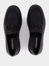 Ferragamo Black Gancini Bit Loafers