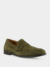 Ferragamo Loden Green Suede Penny Loafers
