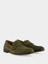 Ferragamo Loden Green Suede Penny Loafers