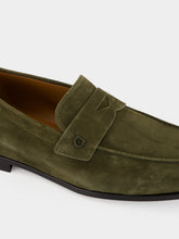 Ferragamo Loden Green Suede Penny Loafers