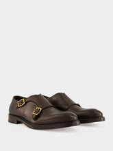 Ferragamo Black Leather Double Monk Strap Shoes