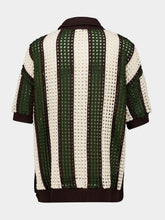 Haight Olive Striped Open-Knit Polo