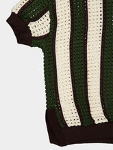 Haight Olive Striped Open-Knit Polo