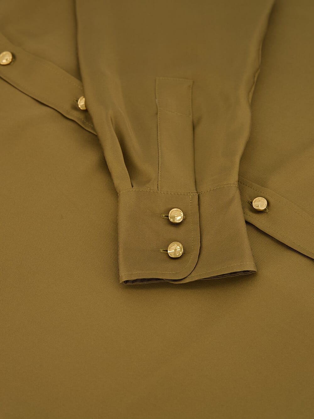 Olive Green Silk Button-Up Shirt