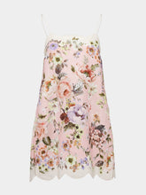 Zimmermann Floral Pink Acacia Scallop Mini Dress