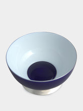 Leitão & Irmão Silver Large Cobalt Blue Bowl