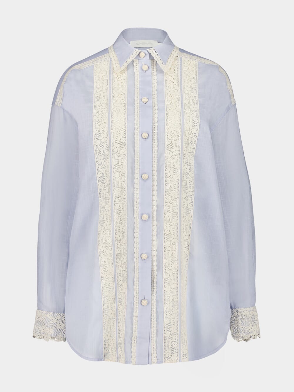 Dusty Blue Everley Lace Trim Shirt