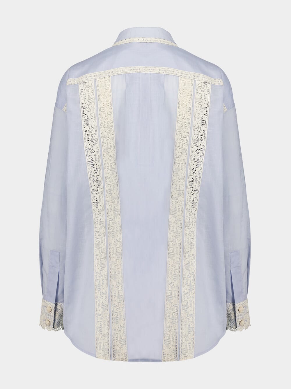 Dusty Blue Everley Lace Trim Shirt