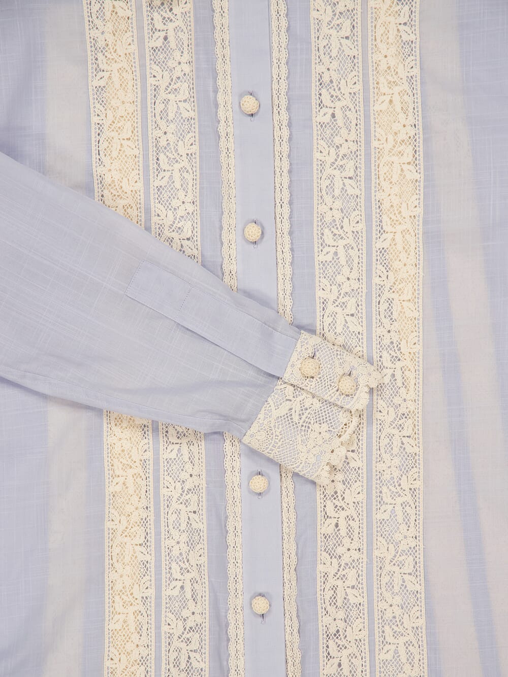 Dusty Blue Everley Lace Trim Shirt