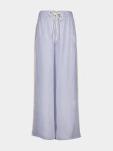 Zimmermann Dusty Blue Everley Lace Trim Wide-Leg Pants