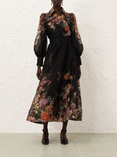 Zimmermann Pavilion Gathered Black Midi Skirt