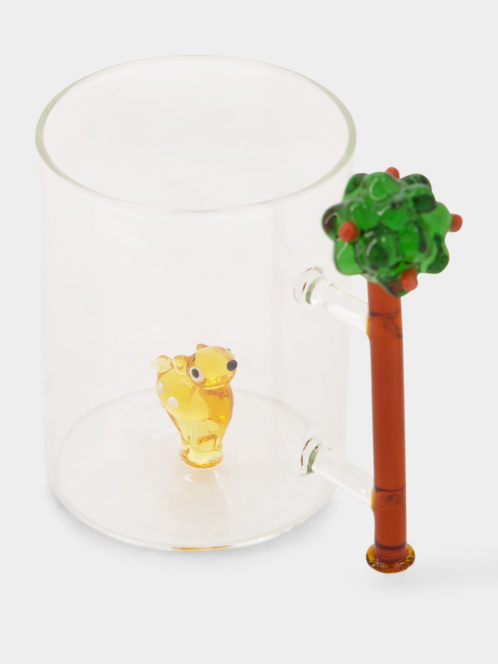 Glass Mug with Fawn and Apple Tree Handle