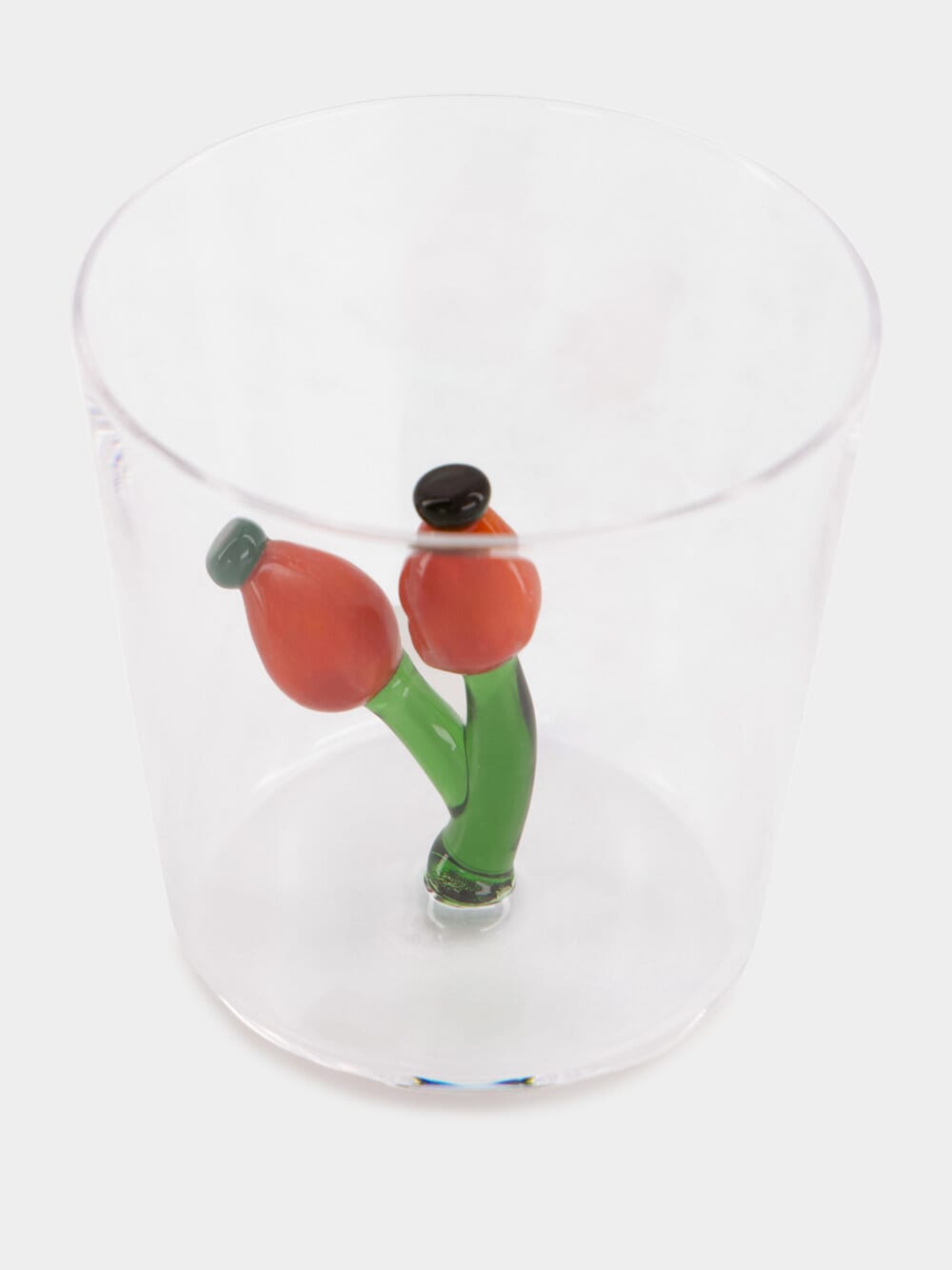 Glass Tumbler with Rosehip Berry Design