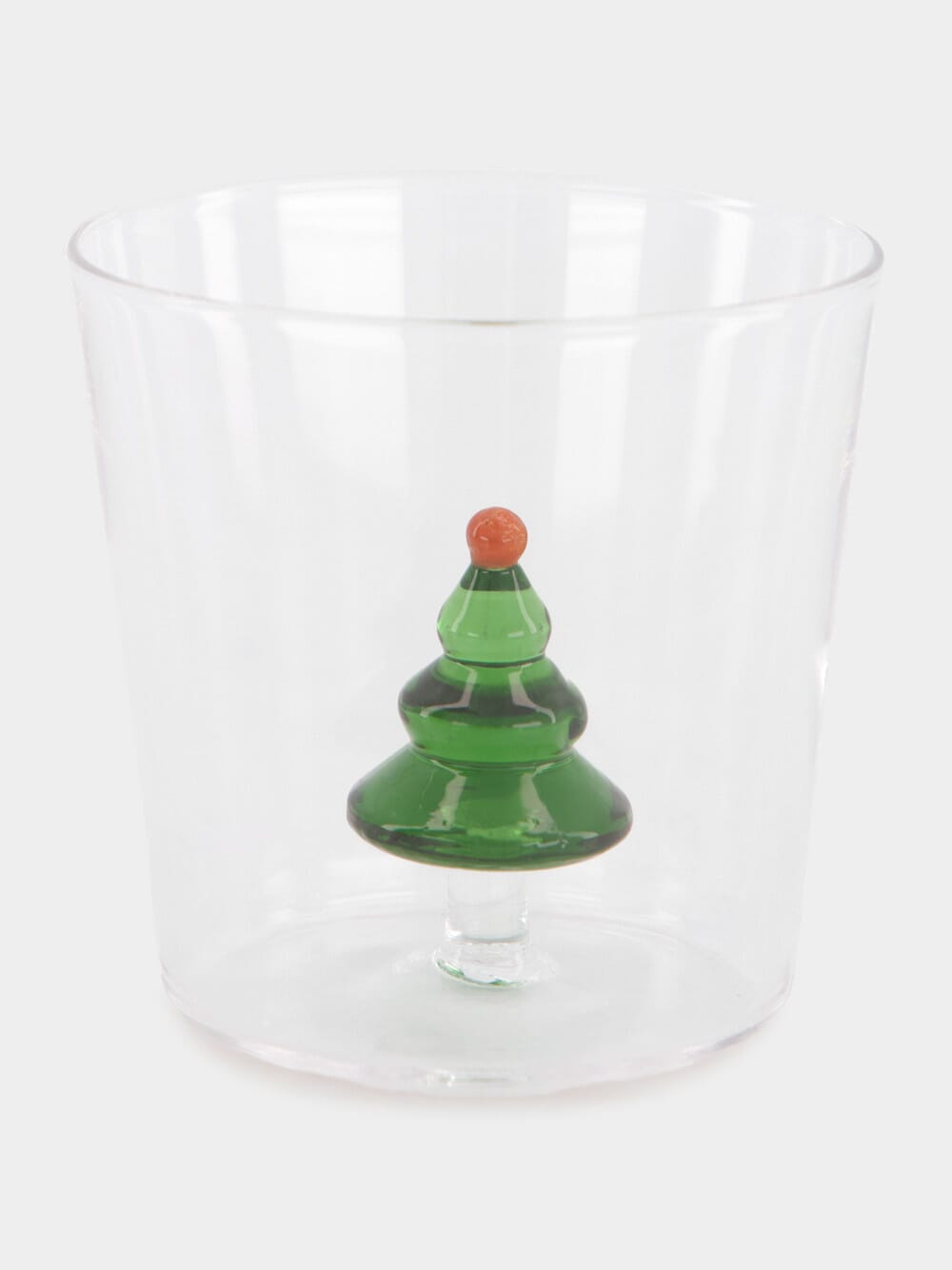 Glass Tumbler with Green Tree Design