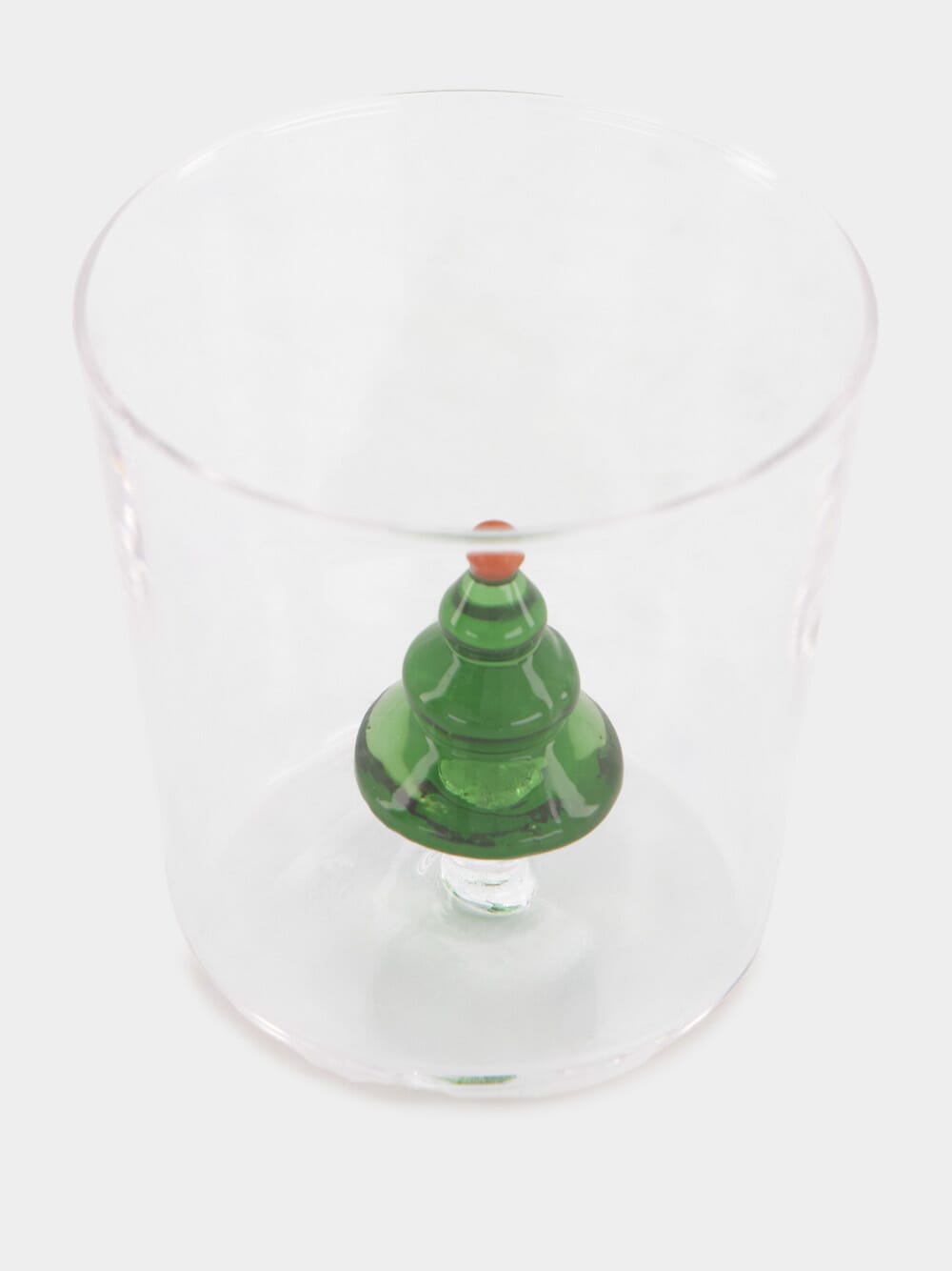 Glass Tumbler with Green Tree Design