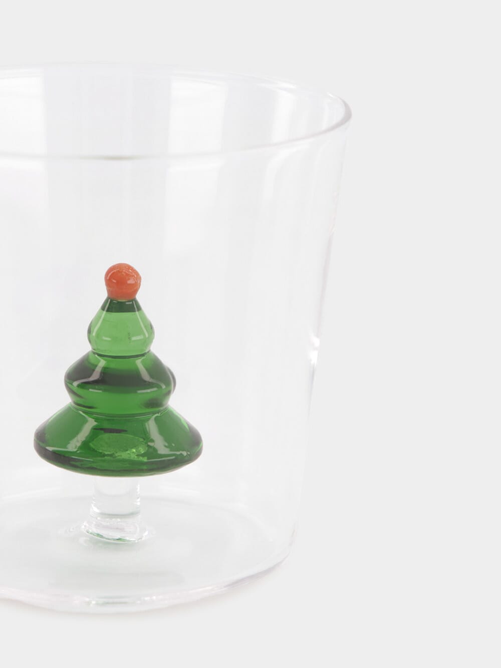 Glass Tumbler with Green Tree Design