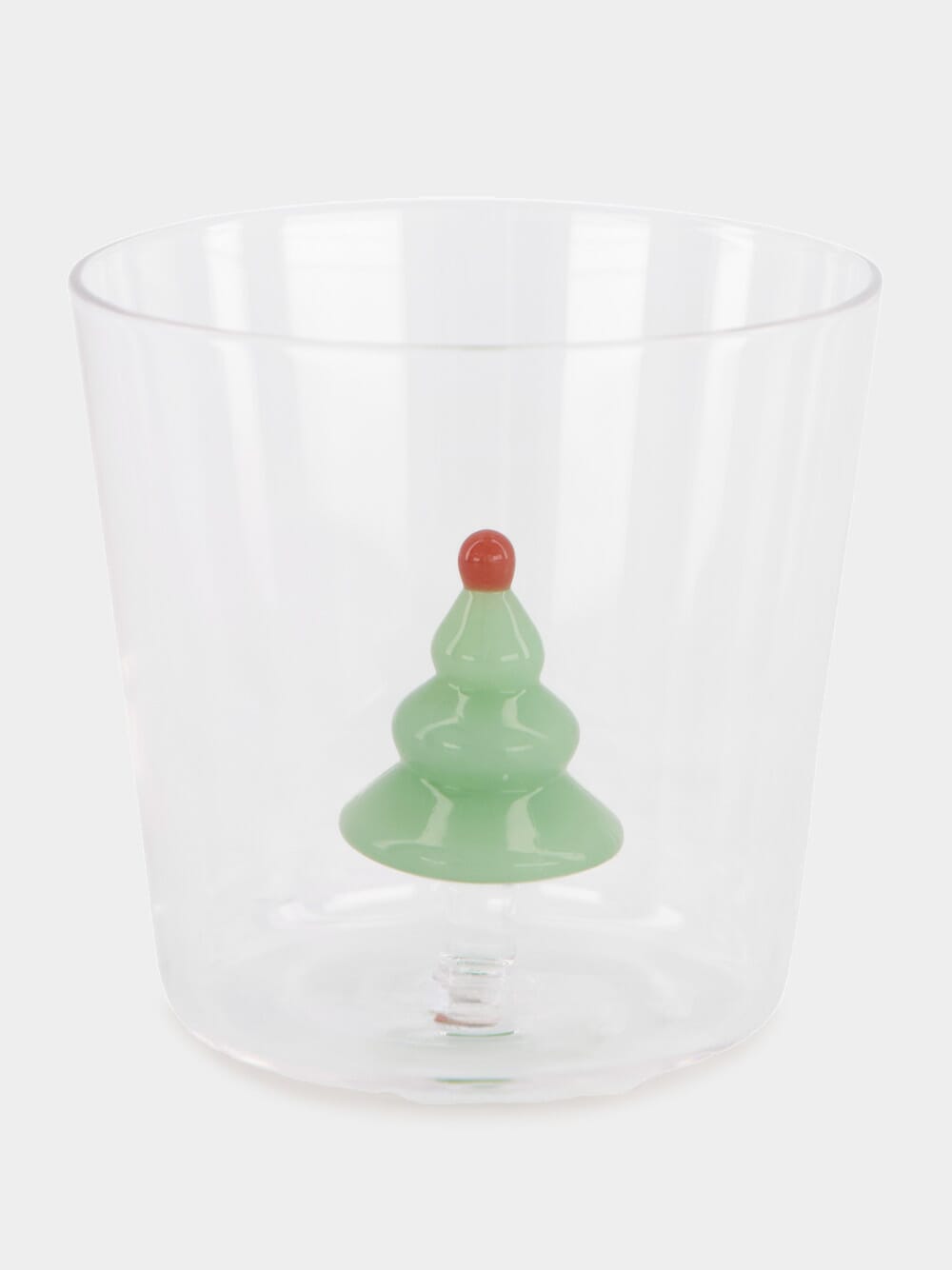 Glass Tumbler with Matte Green Tree