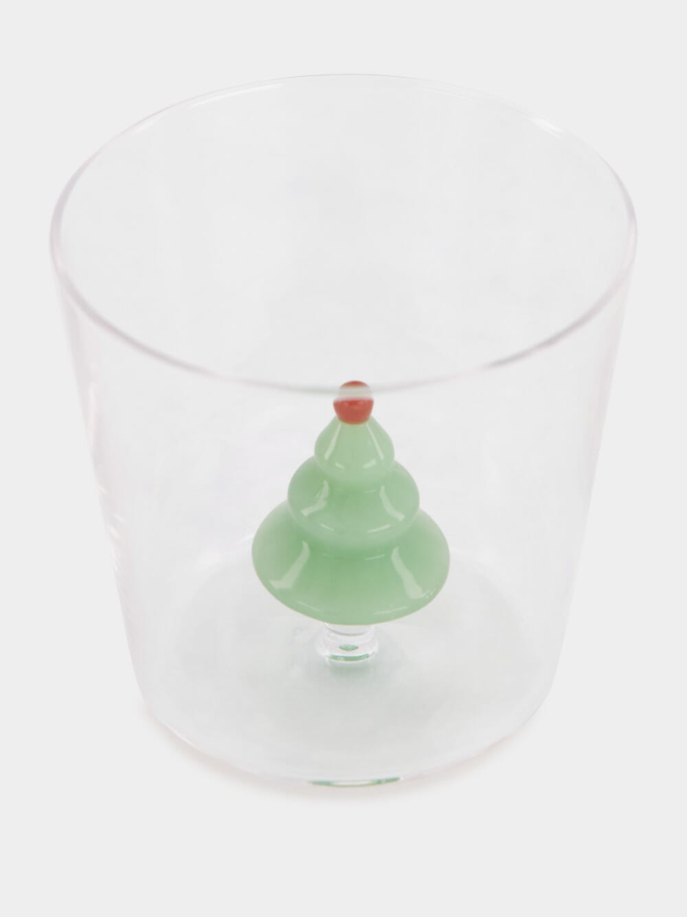 Glass Tumbler with Matte Green Tree