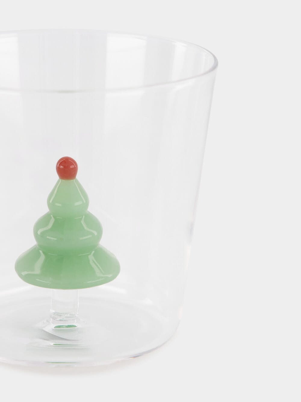 Glass Tumbler with Matte Green Tree