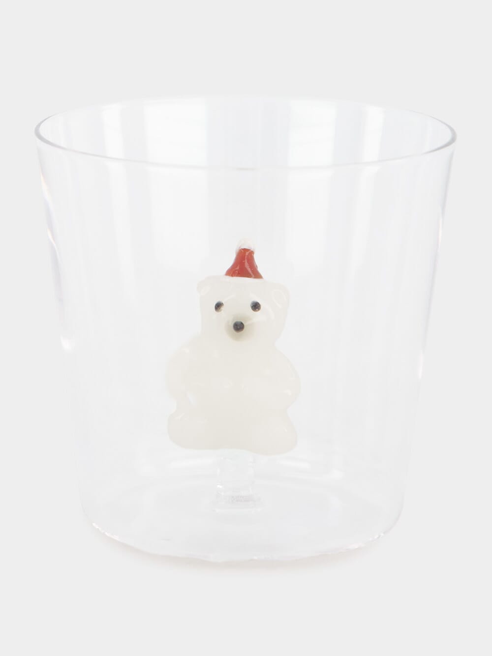 Glass Tumbler with Bear and Hat Design