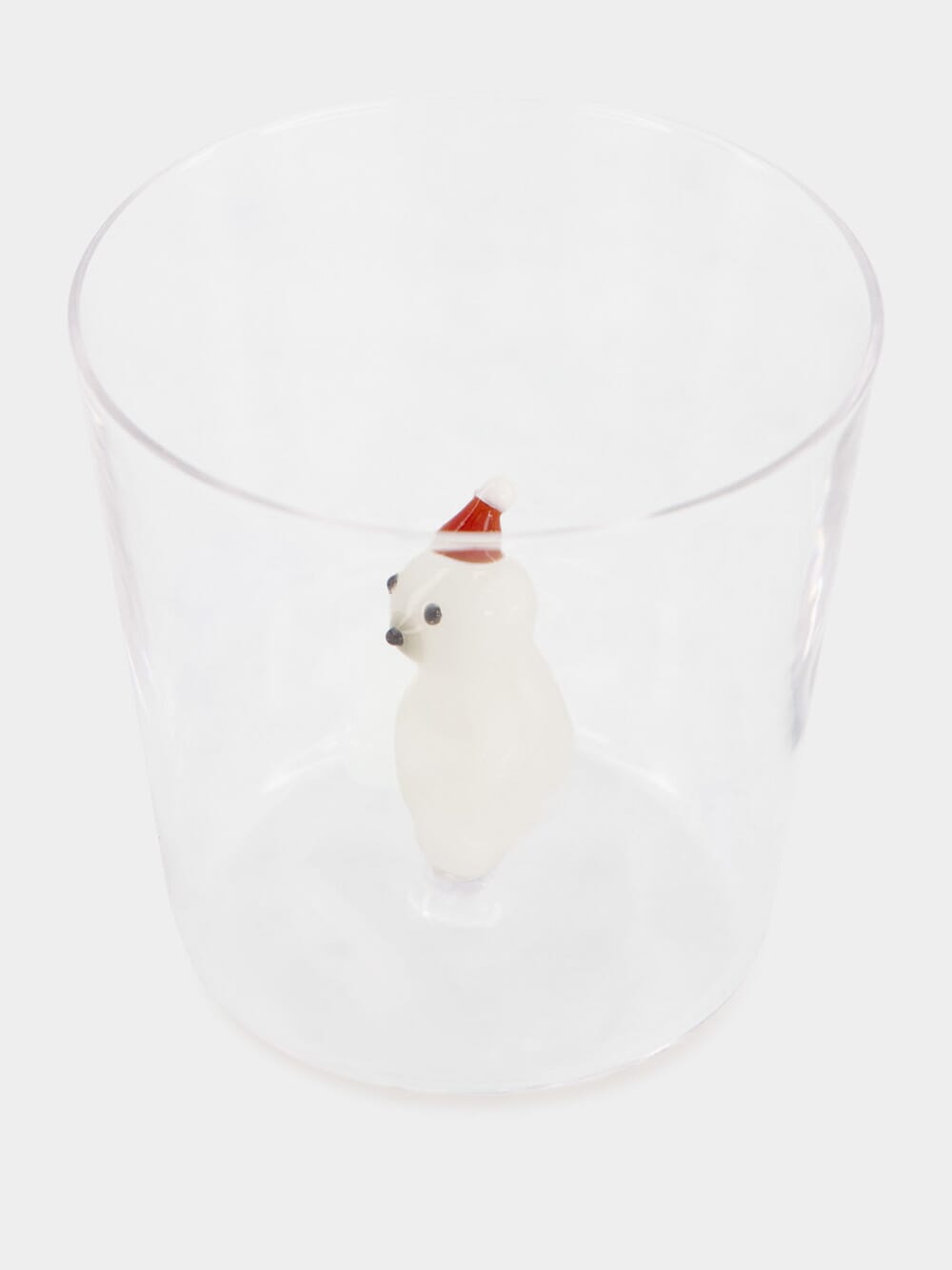 Glass Tumbler with Bear and Hat Design