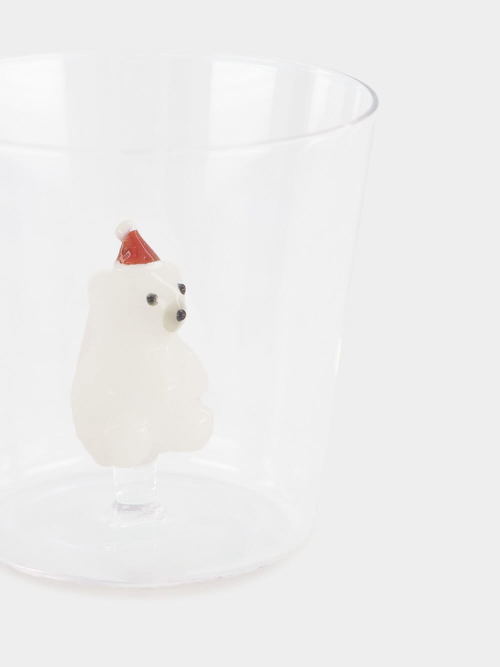 Glass Tumbler with Bear and Hat Design