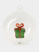 Ichendorf Milano Glass Christmas Ball with Green Gift Design