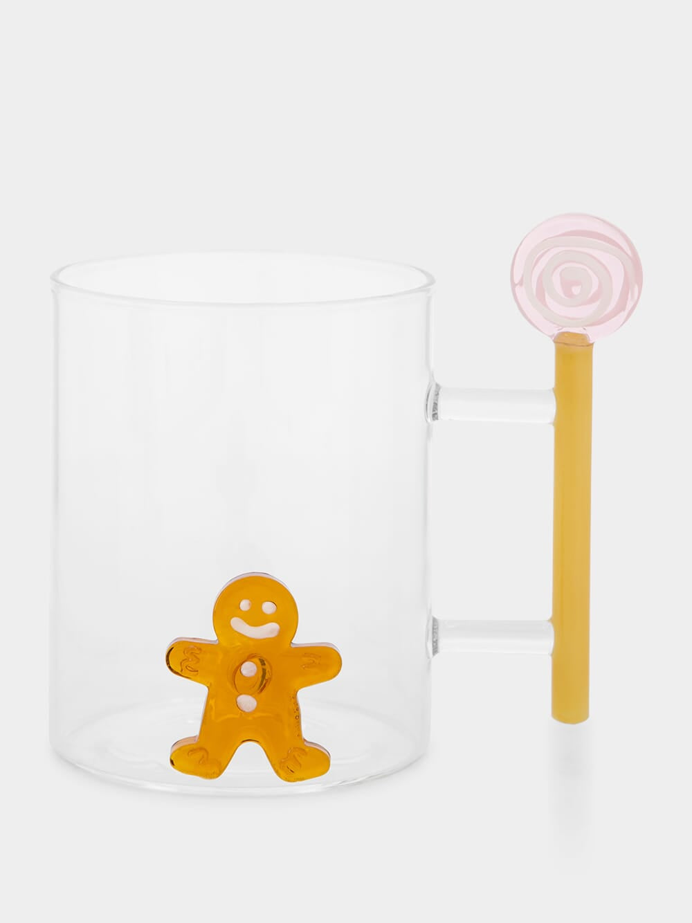 Glass Mug with Gingerbread and Candy Design